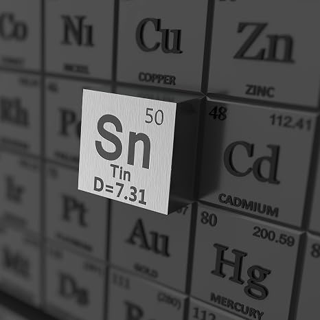 Tin Cube - Metal Element Cubes - Laser Engraved Density Cube set for a Periodic Table of Elements Collection - (Tin, 1 inch)