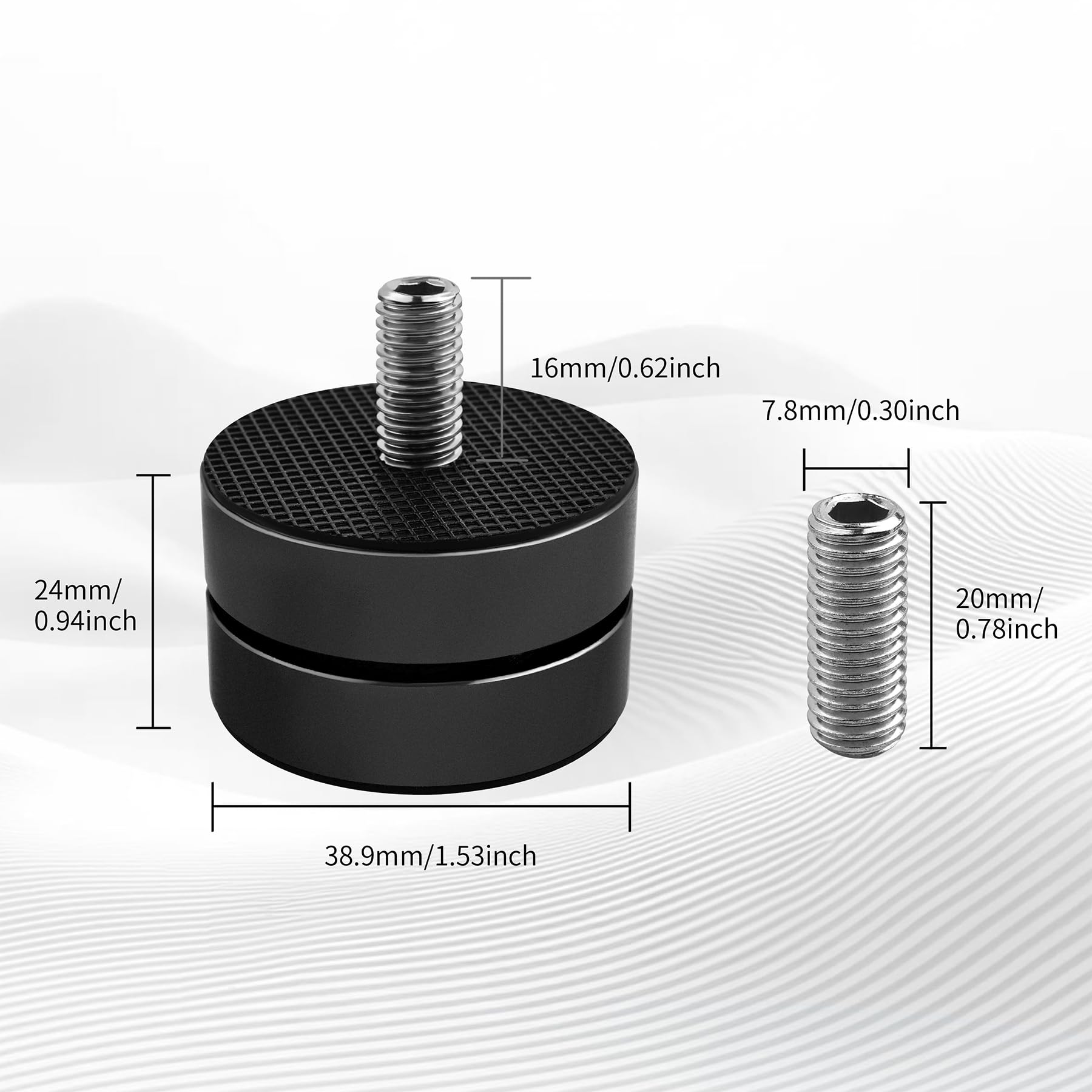 Pies de aislamiento de 3 puntos para altavoces y tocadiscos, picos antivibración de latón y aluminio para audiófilos, calidad de sonido mejorada (negro)