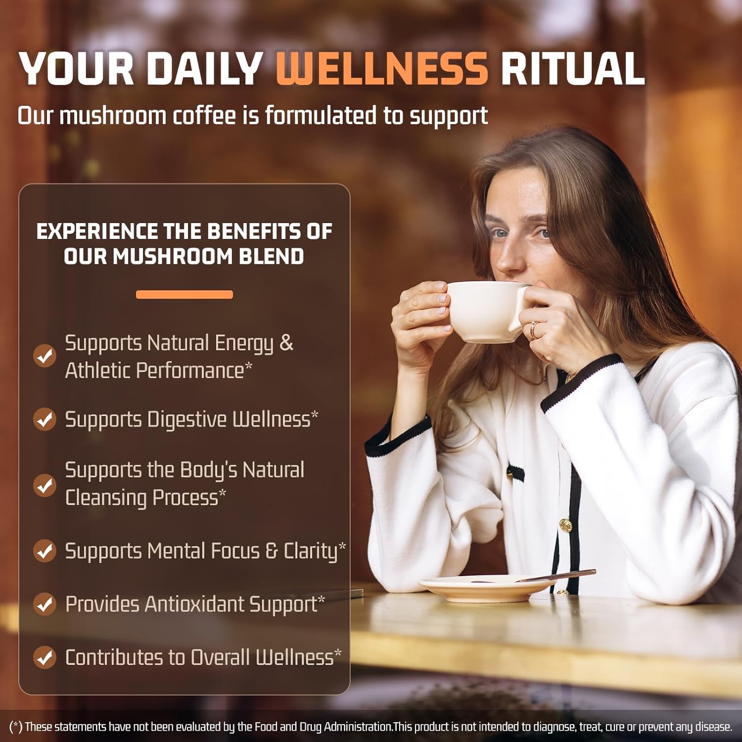 Mushroom Coffee 11 in 1 Mushrooms with Ashwagandha, Lion's Mane, Reishi, Cordyceps, Shiitake, King Oyster & Turkey Tail,Instant Coffee Powder for Boosts, Energy, Focus & Immunity Support(30 Servings) - Image 5