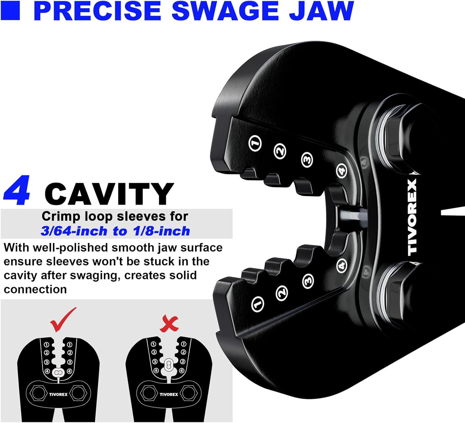 Wire Rope Crimping Tool Kit, Built-in Cutter Swaging Tool, Crimping Loop sleeve from 3/64-inch to 1/8-inch, for Aluminum Oval Sleeves, Double Sleeve