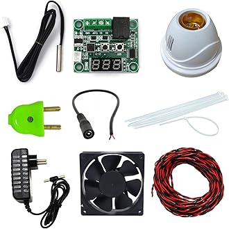 Electrobot DIY Incubator Kit with W1209 Microcontroller for Temperature Monitoring, Includes Bulb Holder, Fan, Power Supply