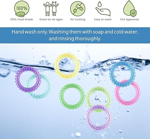 Miniatura 7 de Pulseras sensoriales elásticas para masticar para niños y niñas, paquete de 8 pulseras elásticas para ansiedad para niños con autismo, TDAH o