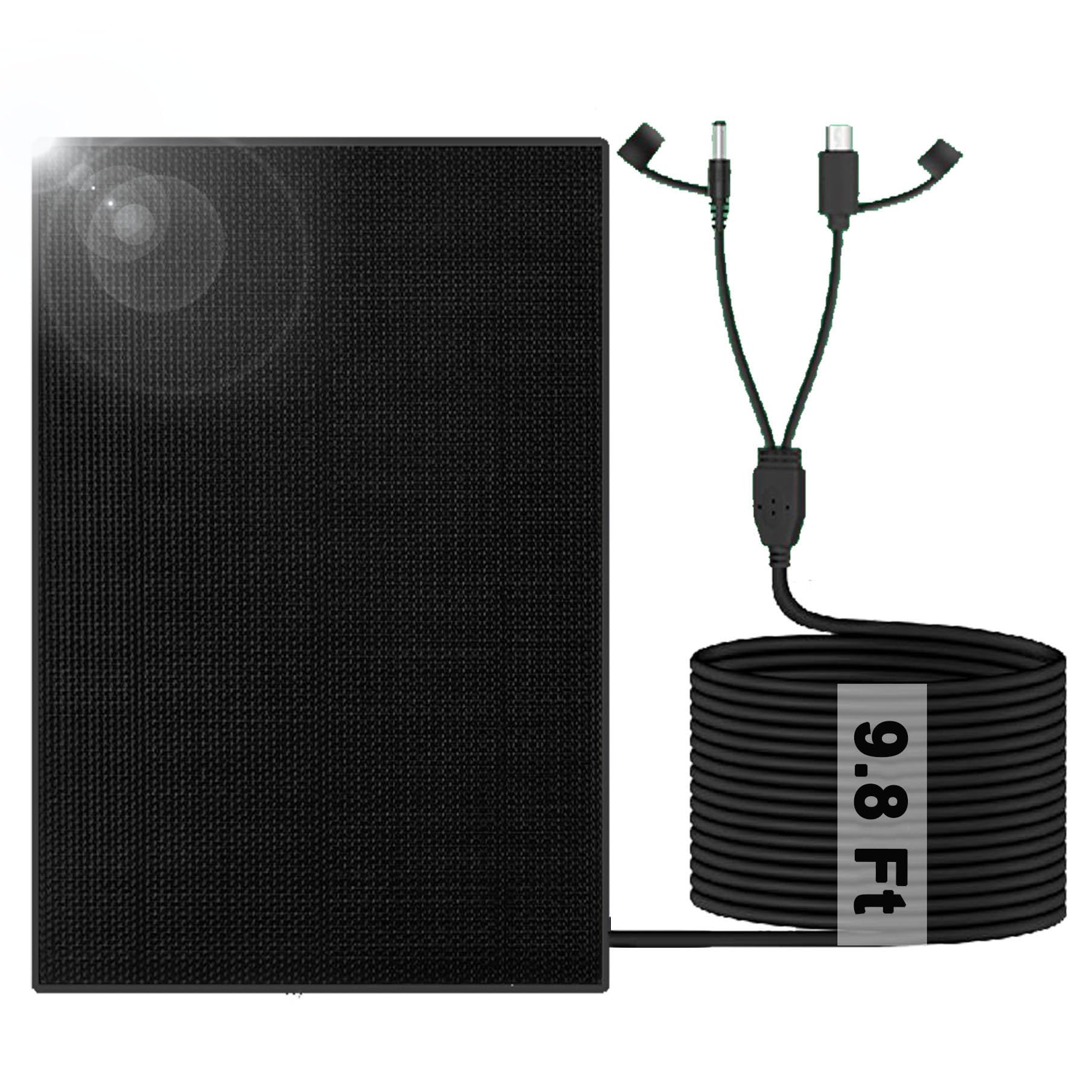 Pannello solare con batteria ricaricabile integrata da 4000 mAh, IP65, cavo di ricarica 2 in 1 da 3 m, con porte di ricarica DC3,5 x 1,35 e USB-C, per fotocamere da caccia, mangiatoia per cervi