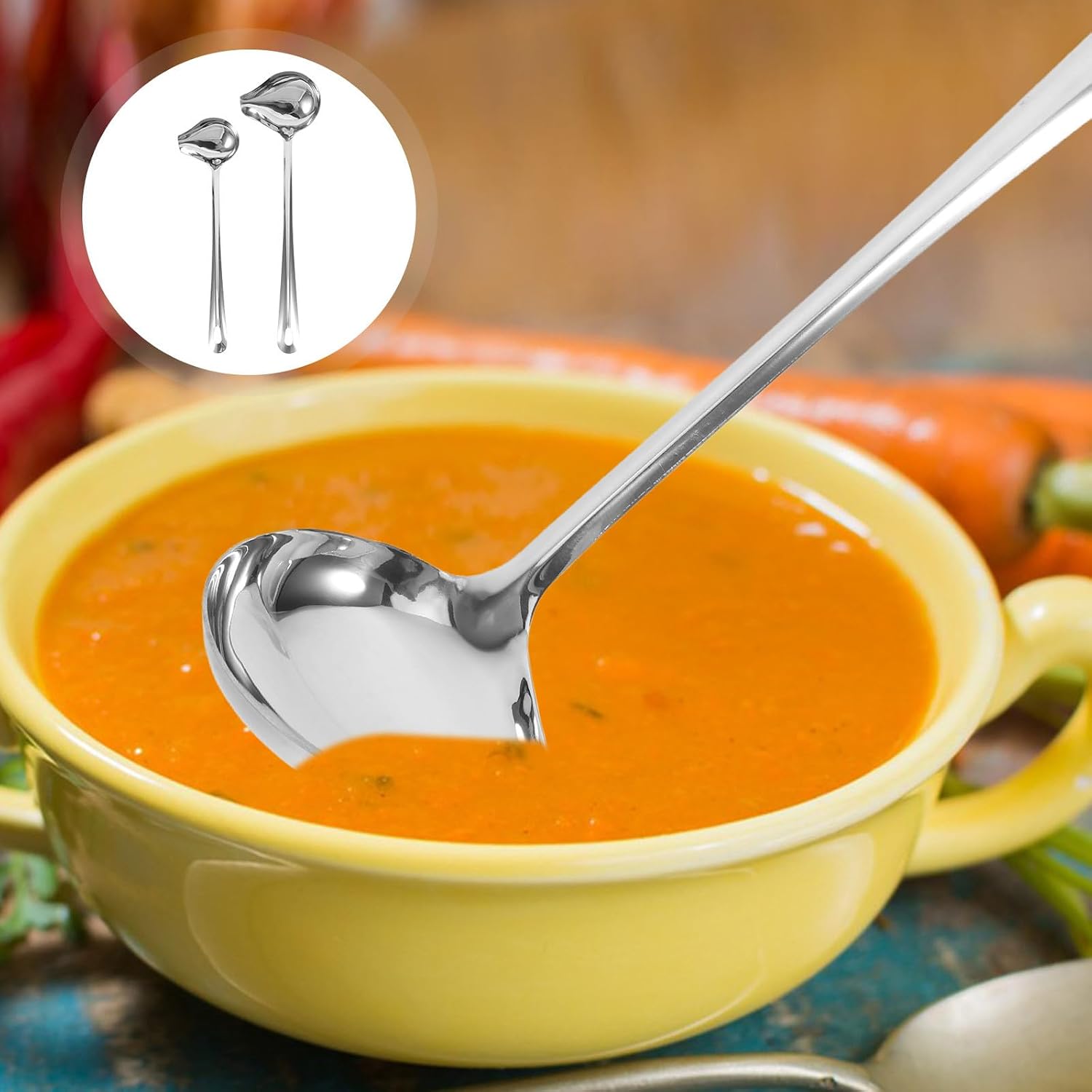2pcs Saucier Drizzle Spoon Set Stainless Steel for Serving