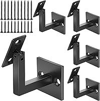 Vista 1 de 5 Pack Crystmetal 304 Stainless Steel Adjustable Swivel Handrail Bracket for Staircase , Square Stair Railing Bracket (Matte Black)