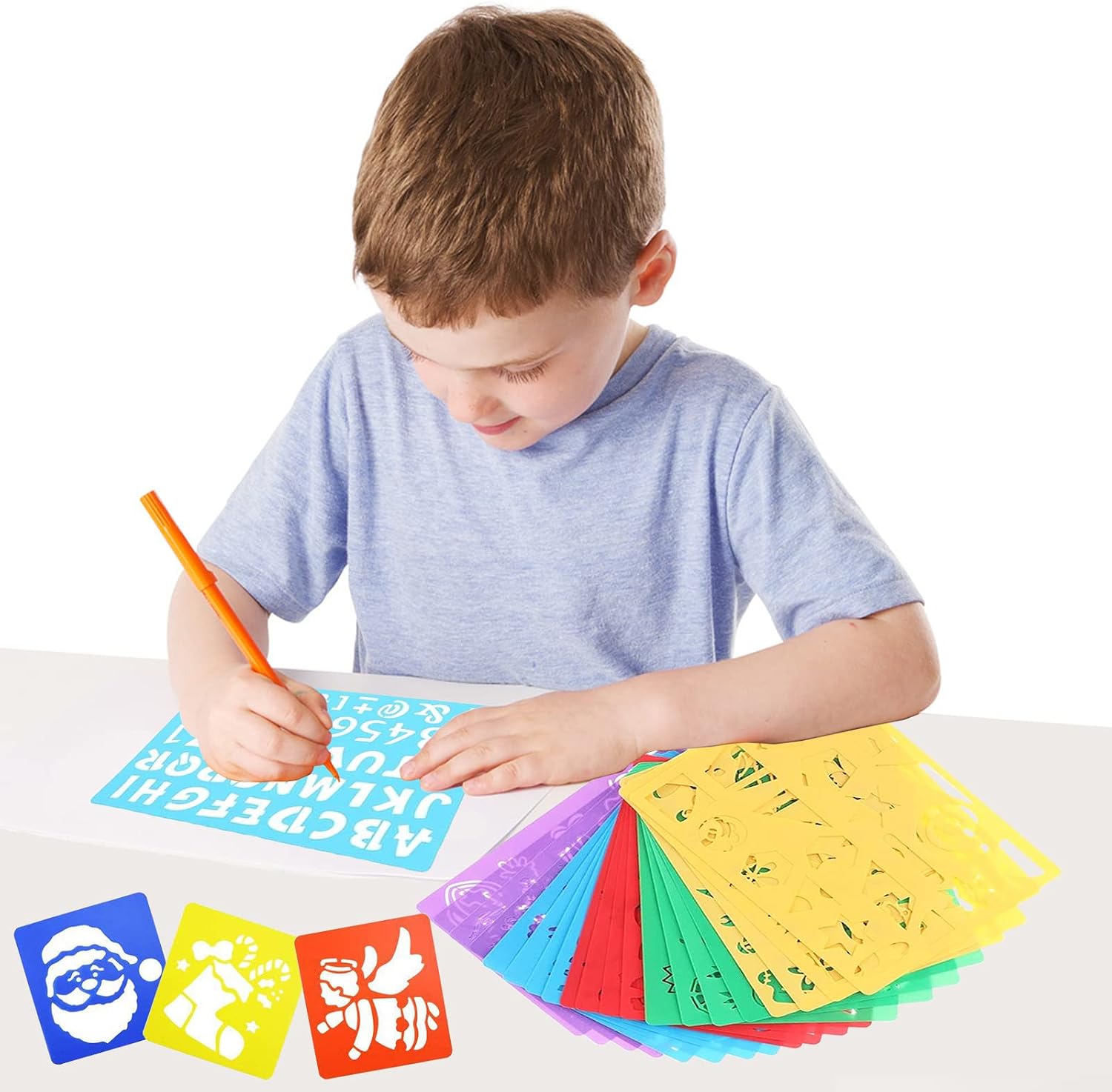 Stencils For Kids, 26pcs Plastic Drawing Stencils Set With 400+ Images, Variety of Shapes and Subjects