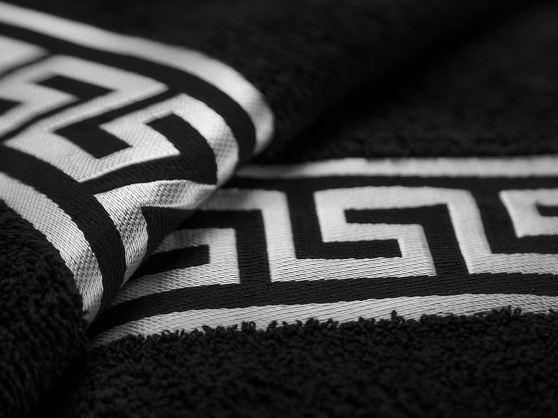 Meander Löwe – Toallas de mano de lujo, color negro y plateado, 100 % algodón, Öko-Tex, absorbentes y suaves, ideales para baño, sauna y deporte (2 unidades, 50 x 100 cm)