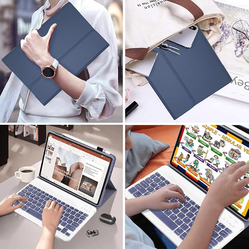 leleyo Lenovo Tab M11 K11 Idea Tab 11" Billentyűzetes Tok Mágneses Levehető QWERTY Lila