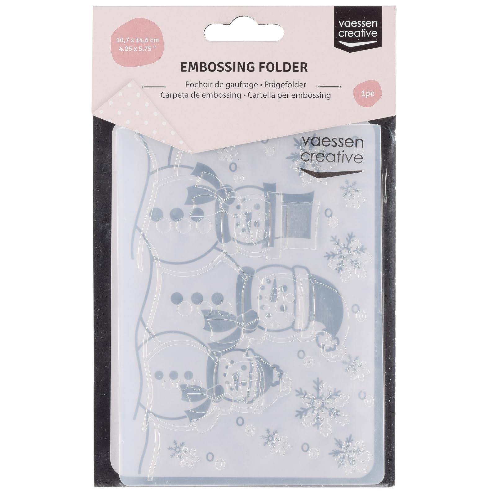 Vaessen Creative Embossing Folder Snowmen 5.75 x 4.21 inches - Embossing Folder for Card Making, Scrapbooking, Journaling - Reusable - Precise Results - for Embossing and Die-Cutting Machines