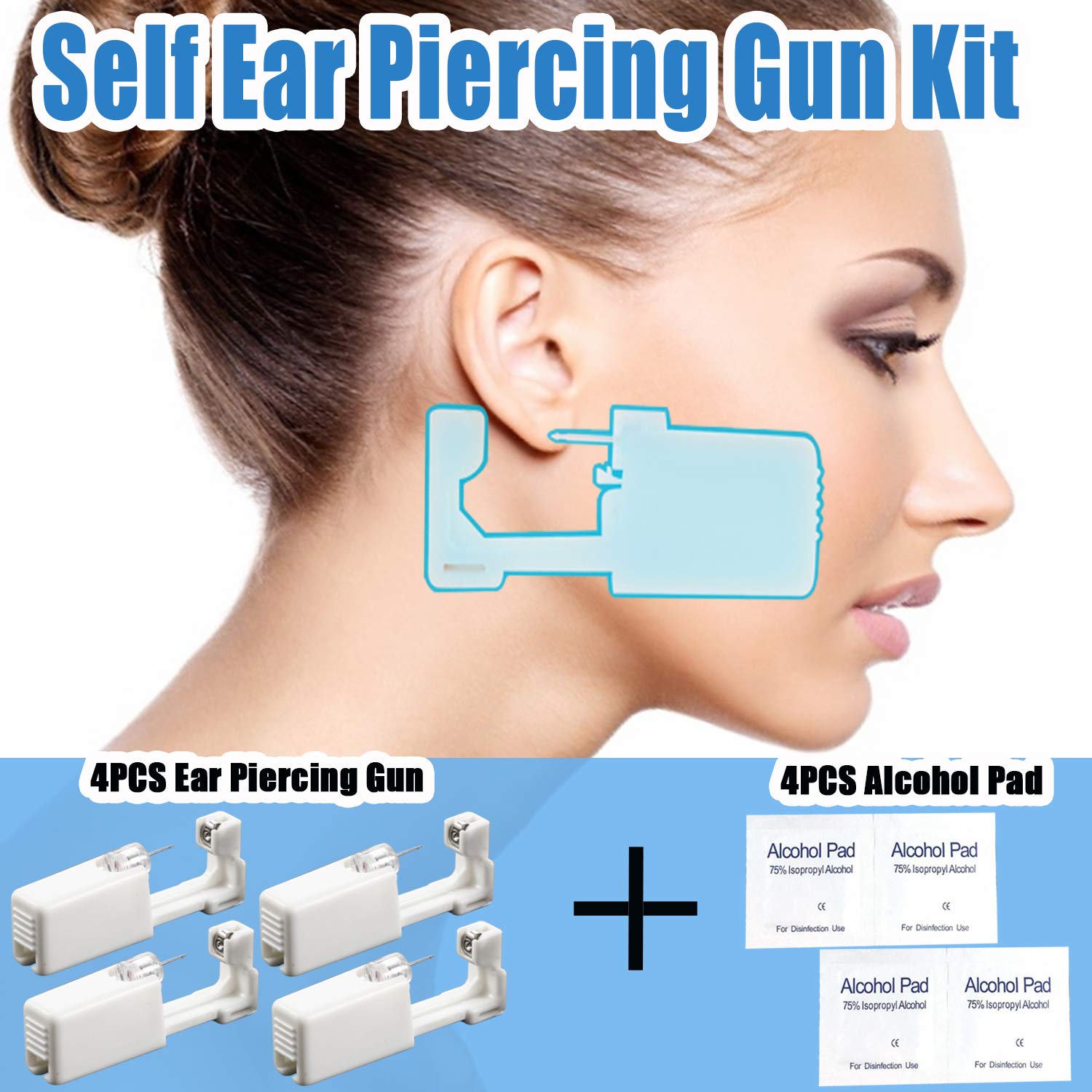 Buy 4 Pack Self Ear Piercing Gun Disposable Self Ear Piercing Gun Kit