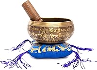 Vista 5 de HIMALAYAN BAZAAR - Juego de cuencos tibetanos de 4 pulgadas, fácil de tocar, auténtico, hecho a mano para meditación, sonido de 7 chakras, curación