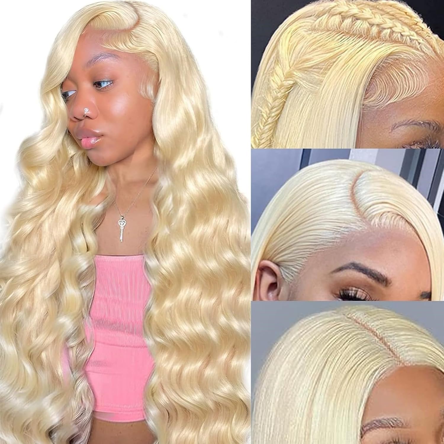 30 Inch 613 Lace Front Wig Human Hair 210 Density 613 13x6 Blonde Human Hair Wig Body Wave Lace Front Wig 613 HD Lace Frontal Wig
