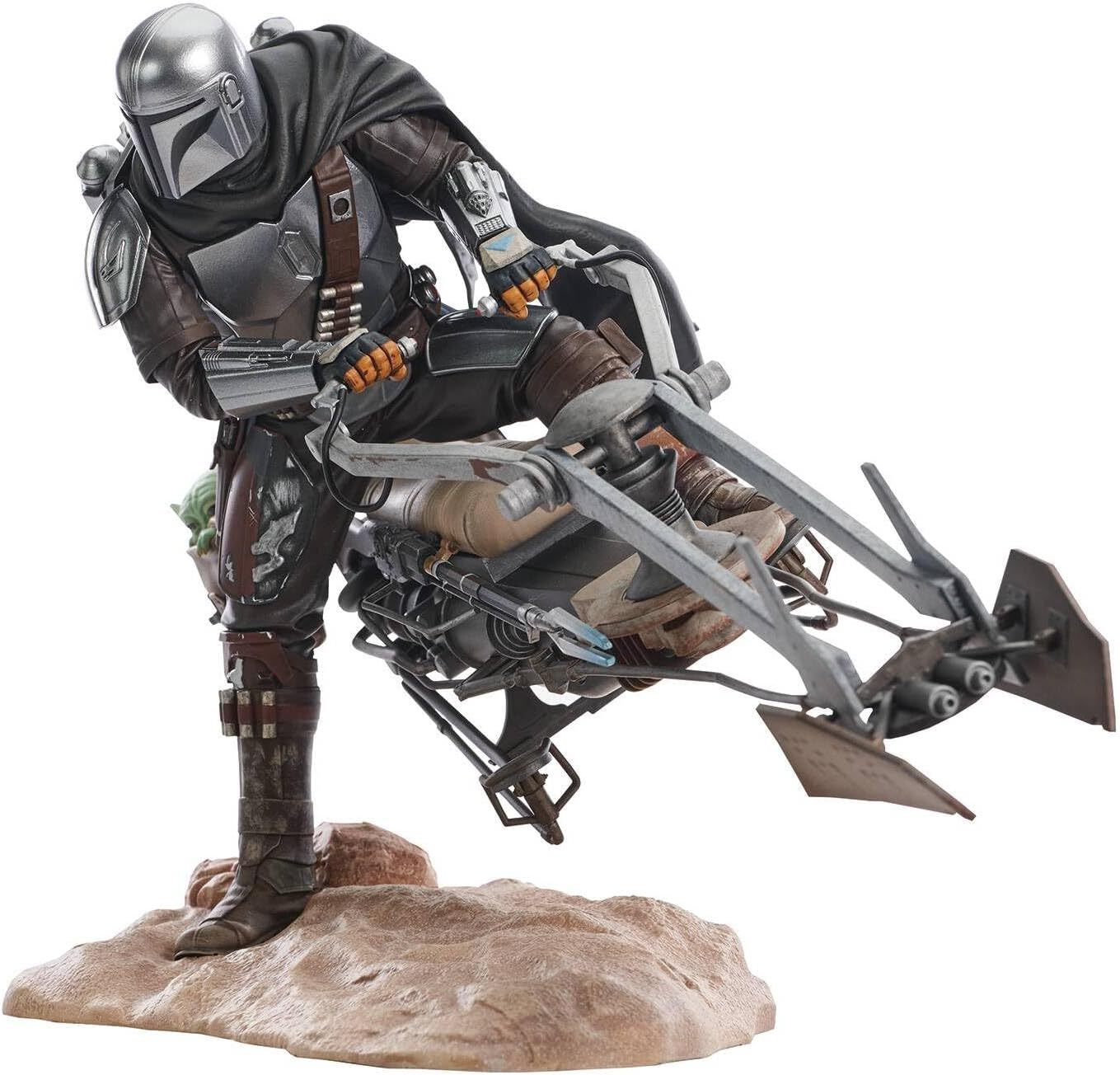 Star Wars Premier Collection: The Mandalorian Din Djarin with Speeder Bike Statue