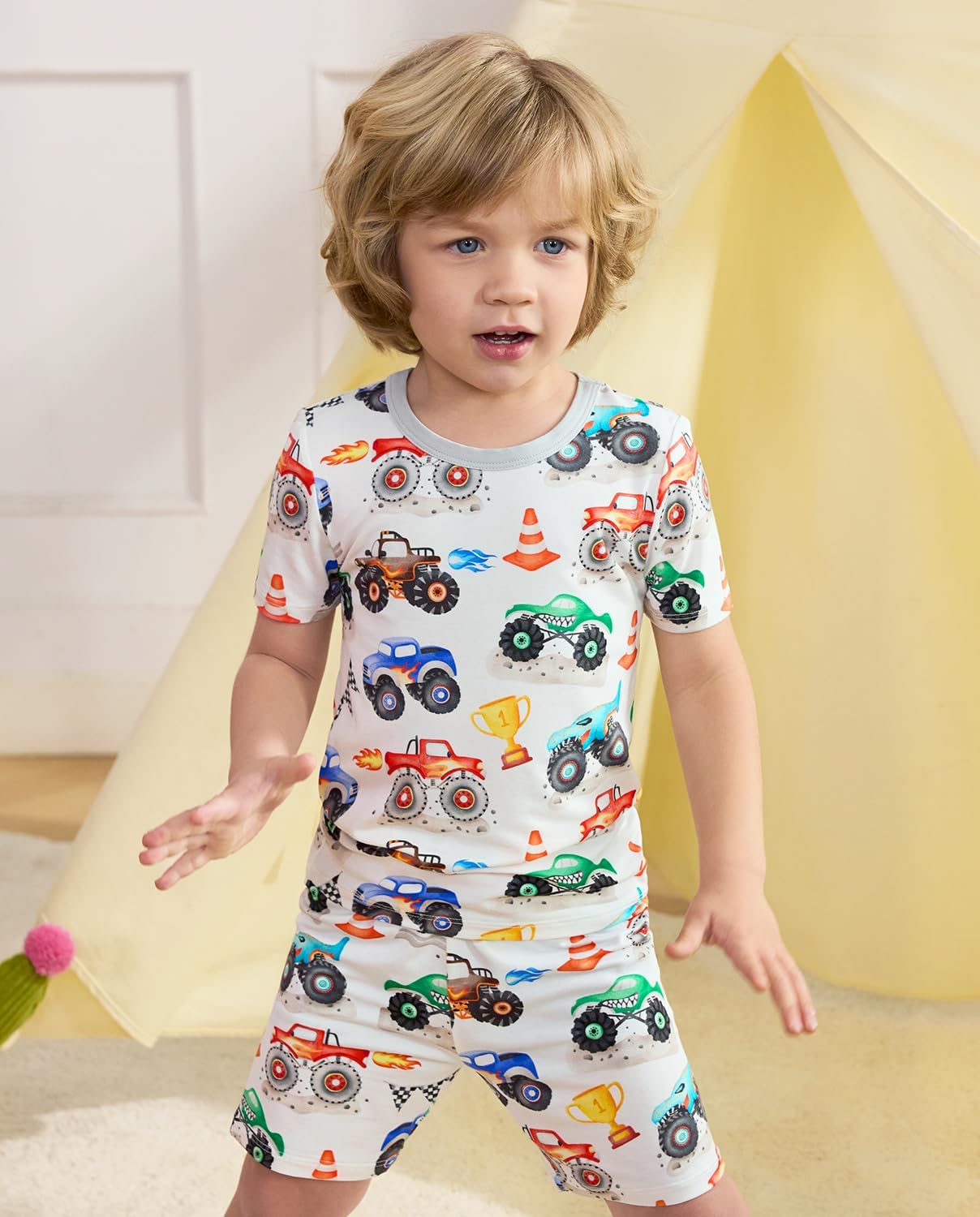 babee Reshinee Bamboo Viscose Toddler Car Pajamas Boys Girls Kids Short Cool Summer 12M-8Y Snug fit Pjs Set 2pcs