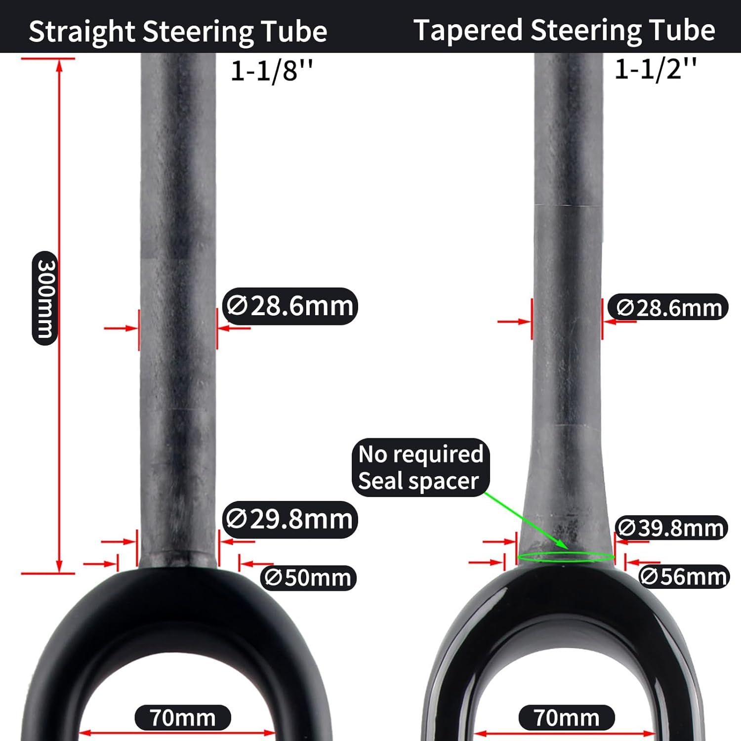 Gravel Carbon Fiber Road Bike Rigid Fork 700C 1-1/8'' Straight/Tapered Tube Bikes Front Fork Disc Brake 9X100mm Quick Release Bikes Hard Front Fork