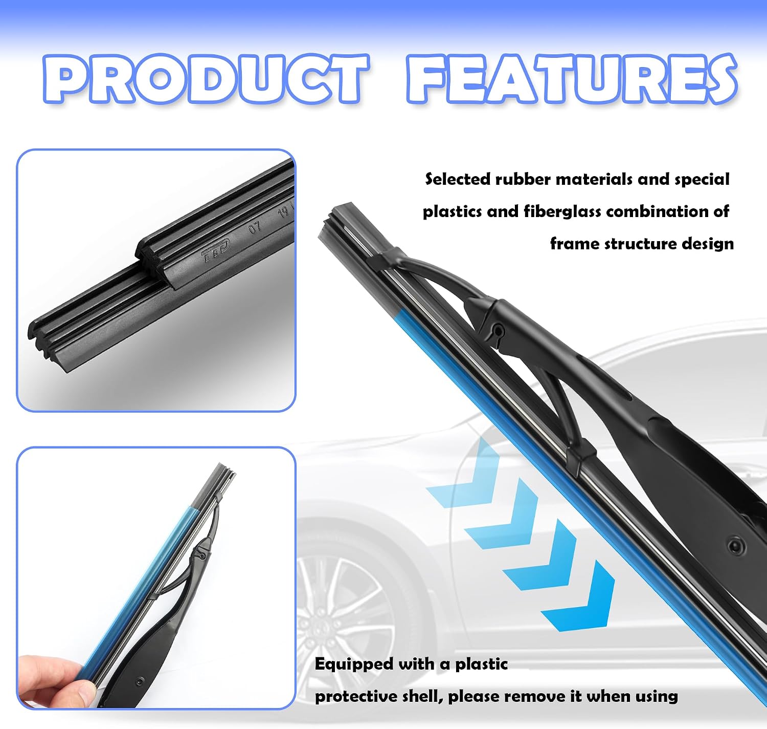 10 Inch Rear Wiper Blade Replacement,High Performance Rear Windshield Wiper Blade for Optimal Visibility,Durable Back Windshield Wiper Car Accessories Compatible with Ford Chevrolet (10 inch)