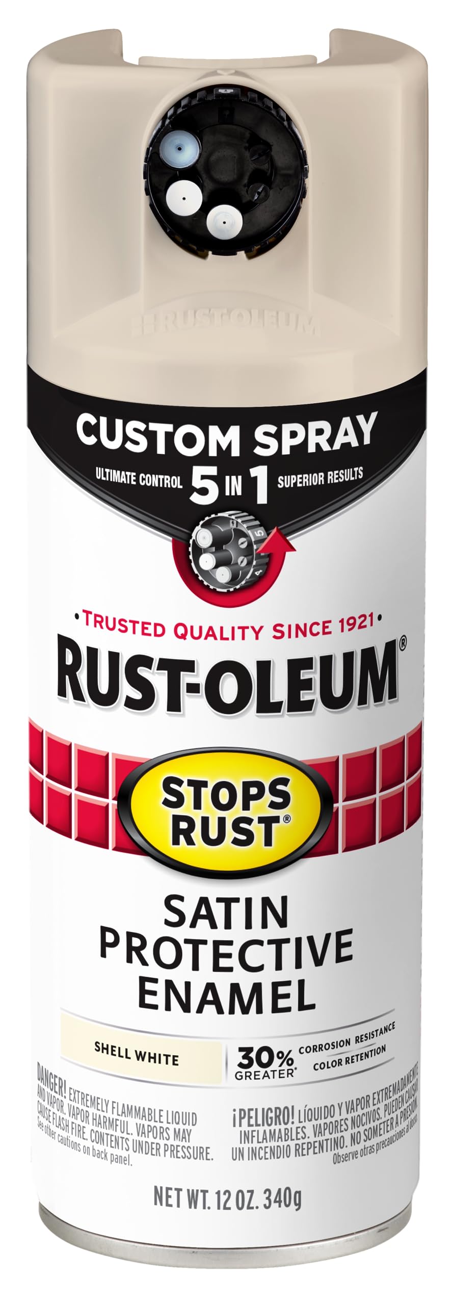 Rust-Oleum Stops Rust Custom 5-in-1 Spray Paint, Satin Shell White