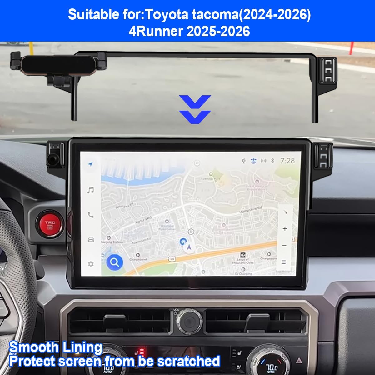For 2025 and 2026 Toyota 4Runner Accessories, Matte Black Navigation Screen Phone Mount Holder, Compatible with 14.3-Inch Screen Only, Secure and Adjustable, Easy Install, 4Runner Accessories (Matte)