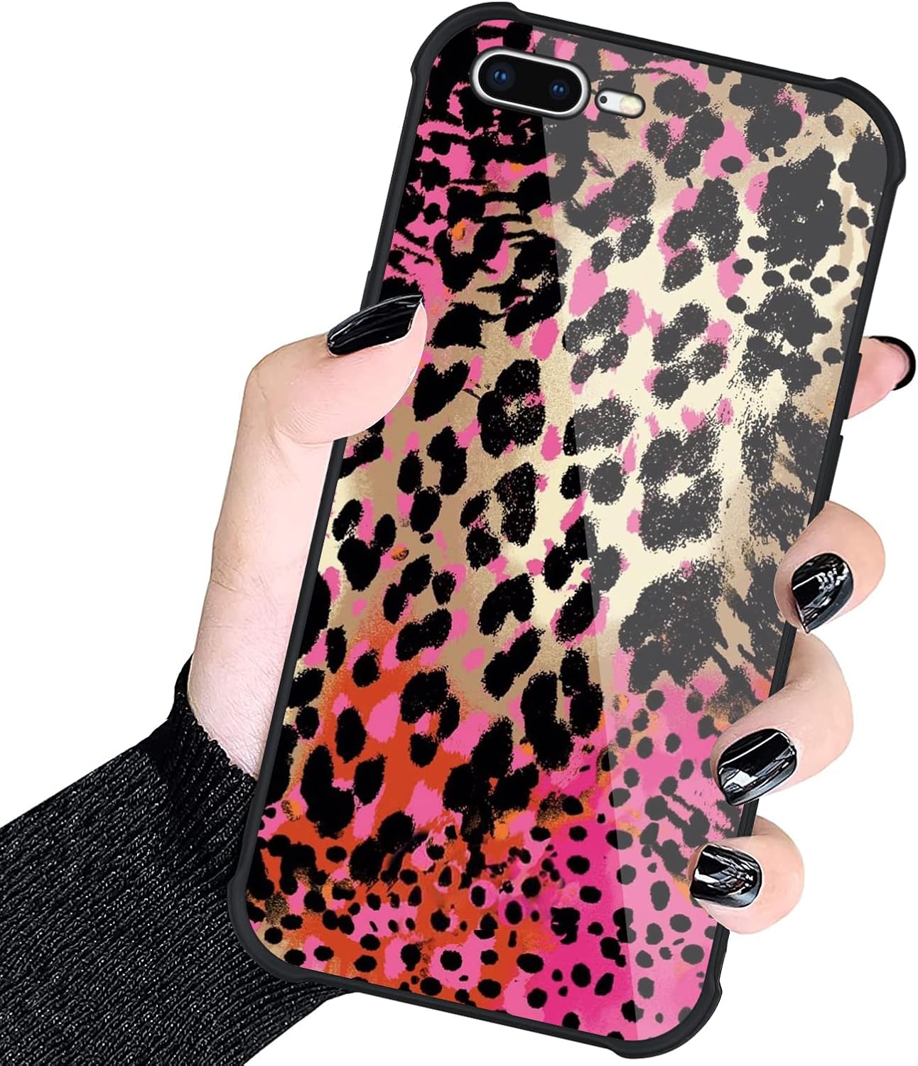 KANGHAR Case Compatible with iPhone 7 Plus/iPhone 8 Plus,Pink Leopard Design,Tire Texture Non-Slip +Shockproof Rugged TPU Protective Case for iPhone 7 Plus/iPhone 8 Plus 5.8 Inch
