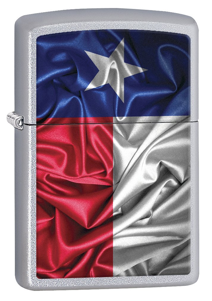 Zippo Lighter: Texas State Flag - Satin Chrome 77010