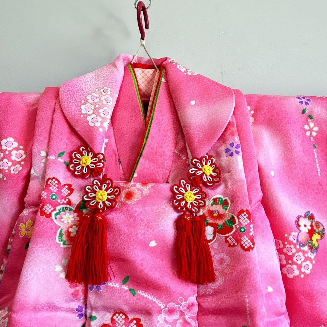 フルセット 七五三 3歳女の子 被布＆きもの＆長襦袢＆小物