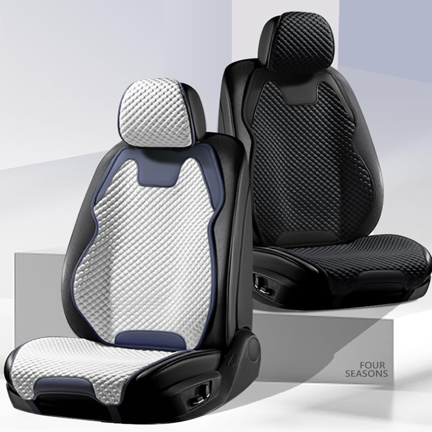 Housse De SièGe De Voiture pour MG MG6 2010-2021 Lin Auto AntidéRapant Respirante SièGe Avant Et ArrièRe Quatre Saisons Tapis,C/White
