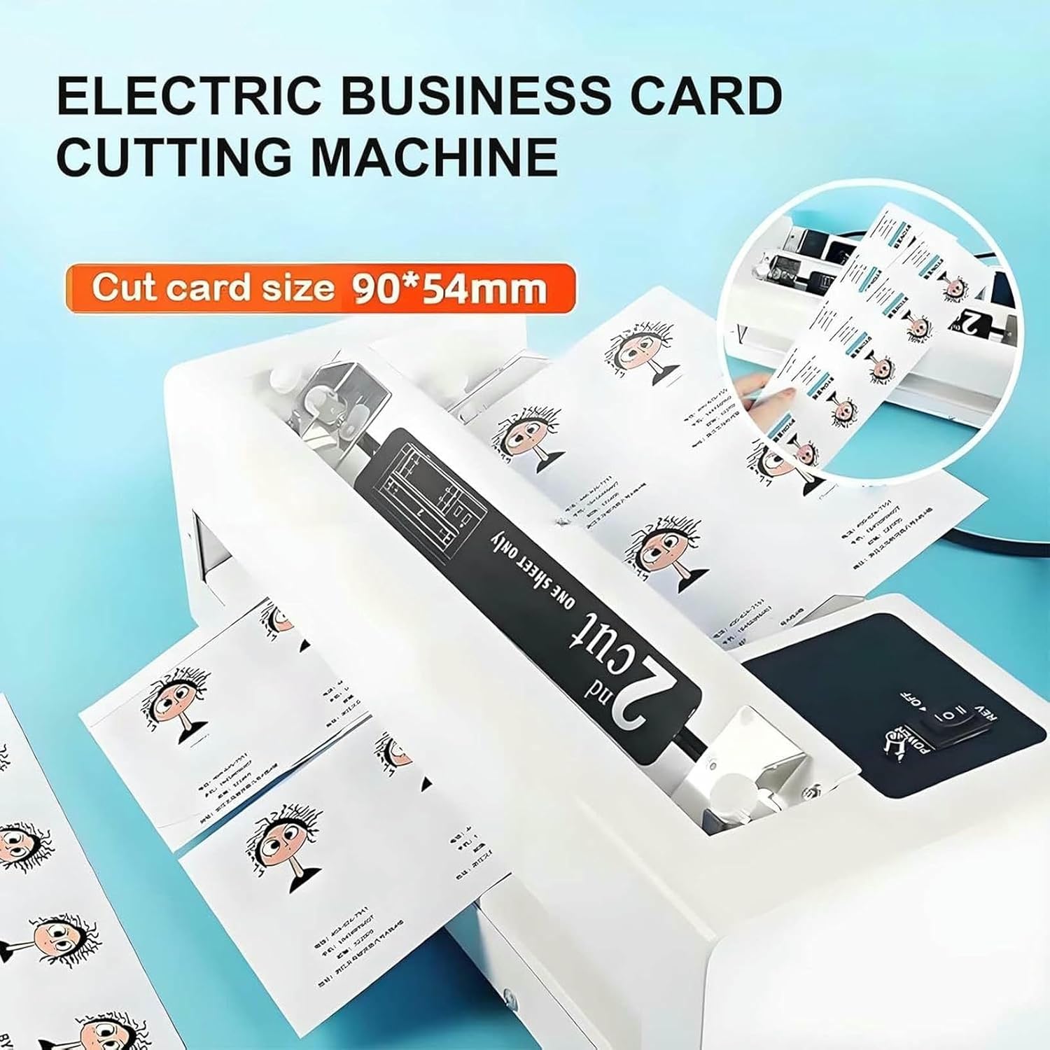 High-Speed Electric Business Card Cutter - Adjustable Margin (9-12mm) - Cuts 30 Cards/Minute for Efficient, Professional Results - Ideal for Small Businesses and Print Shops
