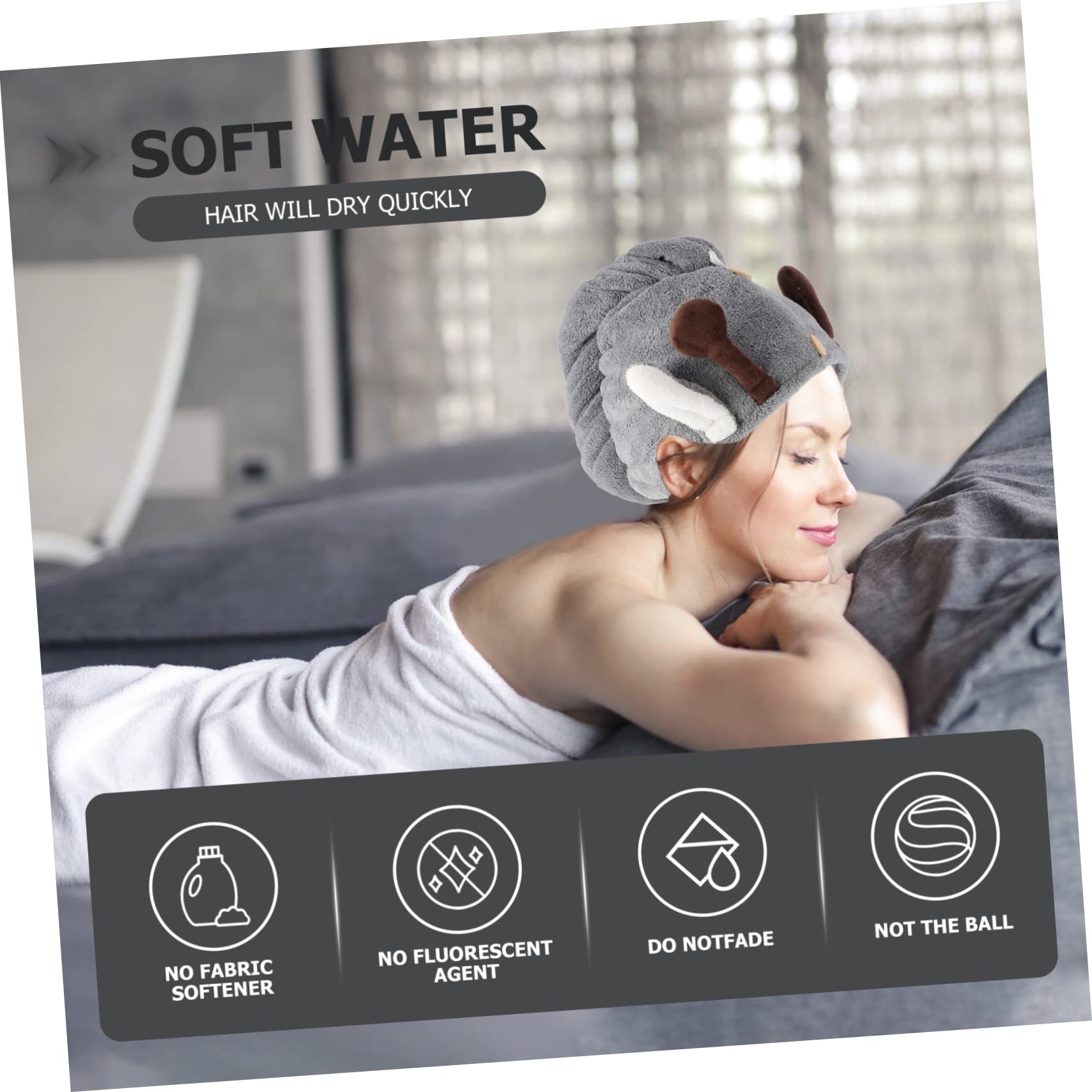 Mikinona Thick Double-Layer Dry Hair Cap Soft Absorbent Bath Cap Quick Dry Hat for Home Gym Travel