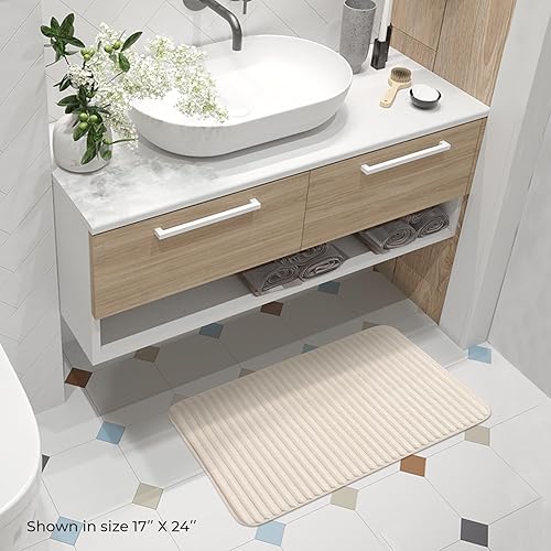 Miniatura 2 de FRESHMINT Alfombra de baño de espuma viscoelástica ultrasuave con infusión de carbón de 17 x 24 pulgadas, alfombras de baño para baño,