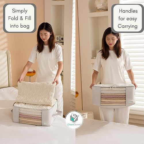 Miniatura 3 de Bolsas de almacenamiento de ropa, organizador de ropa, bolsas de tela plegables para suéteres, ropa, ropa, ropa de cama, colcha, ropa de cama,