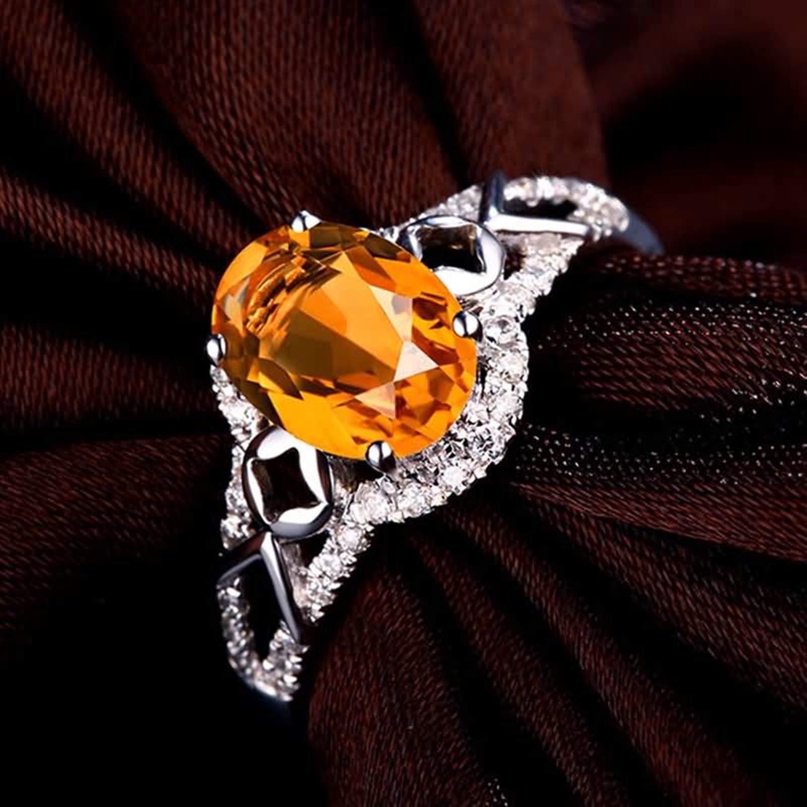 Beydodo Pierścionki 750 złoto kokarda z cytrynem 1,13 ct, pierścionek zaręczynowy z diamentem e białe złoto, 49 cm (15,6 cala), colore: białe złoto, cod. TLLWGZ1704