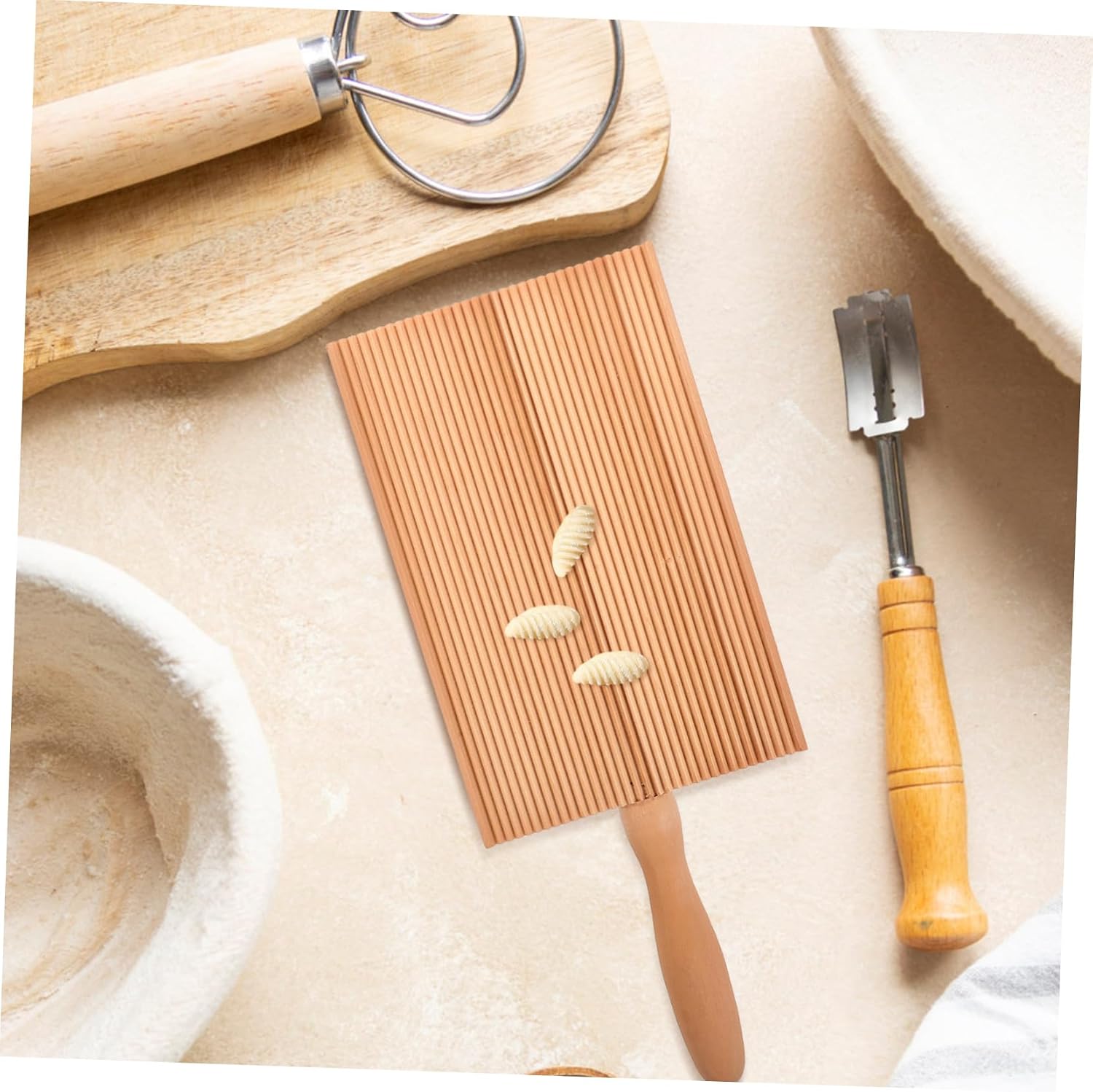Ciieeo Wooden Pasta Board Gnocchi Maker Kitchen Dough Tool Space Saving Khaki for Household Use image 3