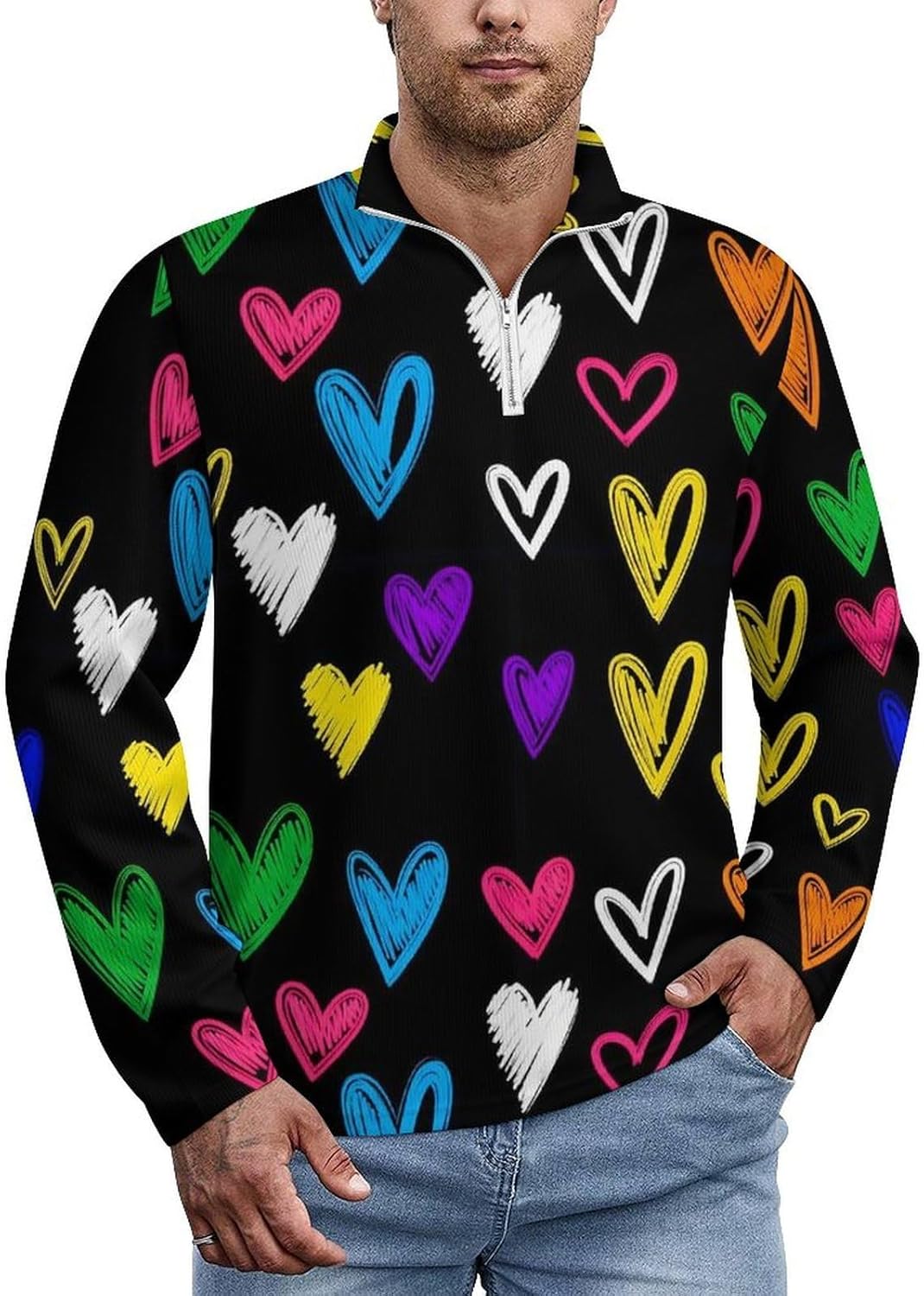 Fashion Zip Collar Sweatshirts for Men Long Sleeve Casual Sweater Lightweight Tennis Golf Shirts