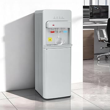 Bottom Loading Water Cooler Dispenser for 3 or 5 Gal Bottles Hot, Cold & Room Water 3 Temperature Settings Water Dispenser with Child Lock Cooling 50F-59F for Home UseSilver 2