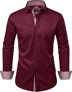 Men's Dress Shirts Long Sleeve Wrinkle-Free Business Casual Button Down Shirt