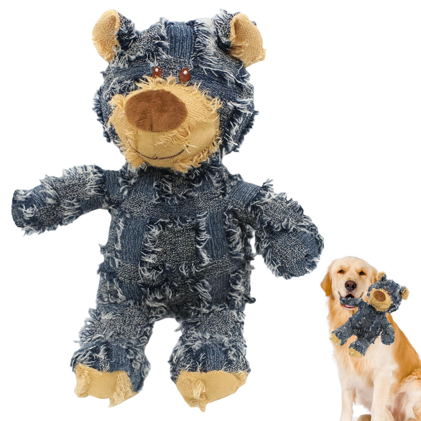 SrgPui Indestructible Dog Teddy,Durable Dog Teddy Toy for Pets, Teddy Bears for Dogs, Tough Chew Toy for Aggressive Chewers, Interactive Squeaky Plush Toy (22cm)