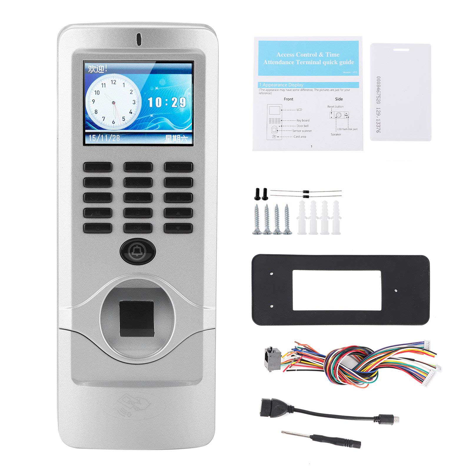 Tarjeta de Identificación de Huellas Dactilares Control de Acceso con Contraseña Máquina de Tiempo de Asistencia con/IP RS485 USB para Monitoreo Remoto y Autenticación