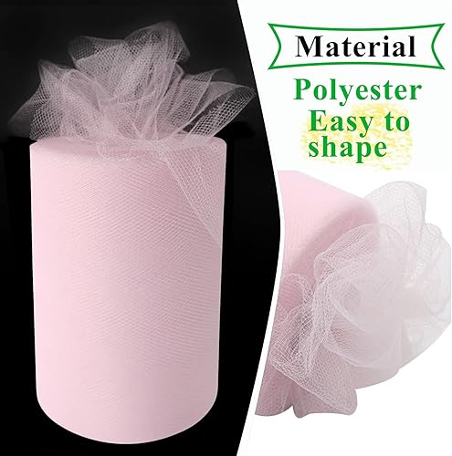 Miniatura 213 de Rollos de tela de tul rojo de 6 pulgadas por 100 yardas (300 pies), carrete de tela, cinta de tul para envoltura de regalos de Navidad, lazo de tutú