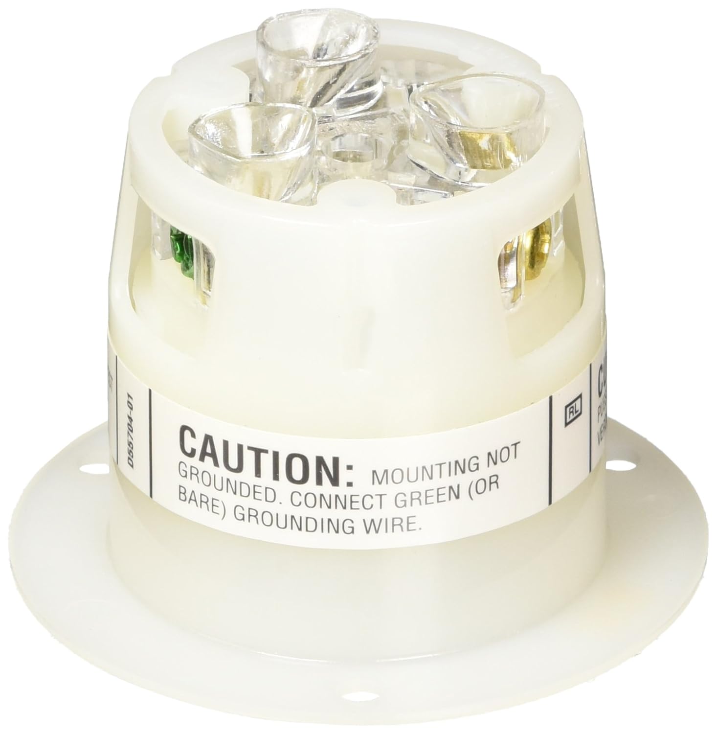 Locking Devices, Twist-Lock, Industrial, Flanged Inlet, 30A 125V 2-Pole 3-Wire Grounding, L5-30P, Screw Terminal, White