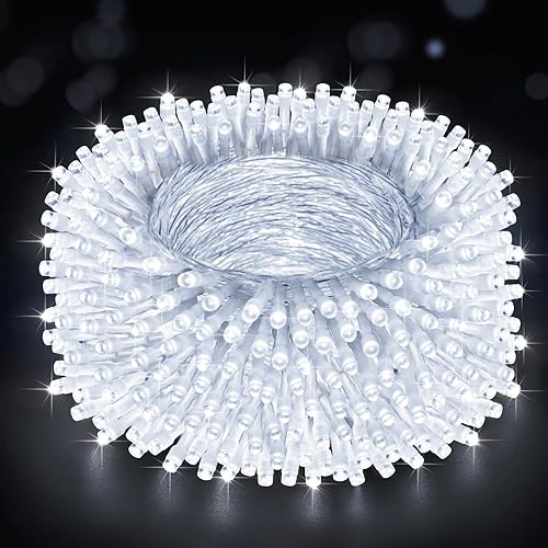 Heceltt Decoraciones de luces de Navidad 200 luces LED de 66 pies para interiores y exteriores cadena de luces de alambre transparente con