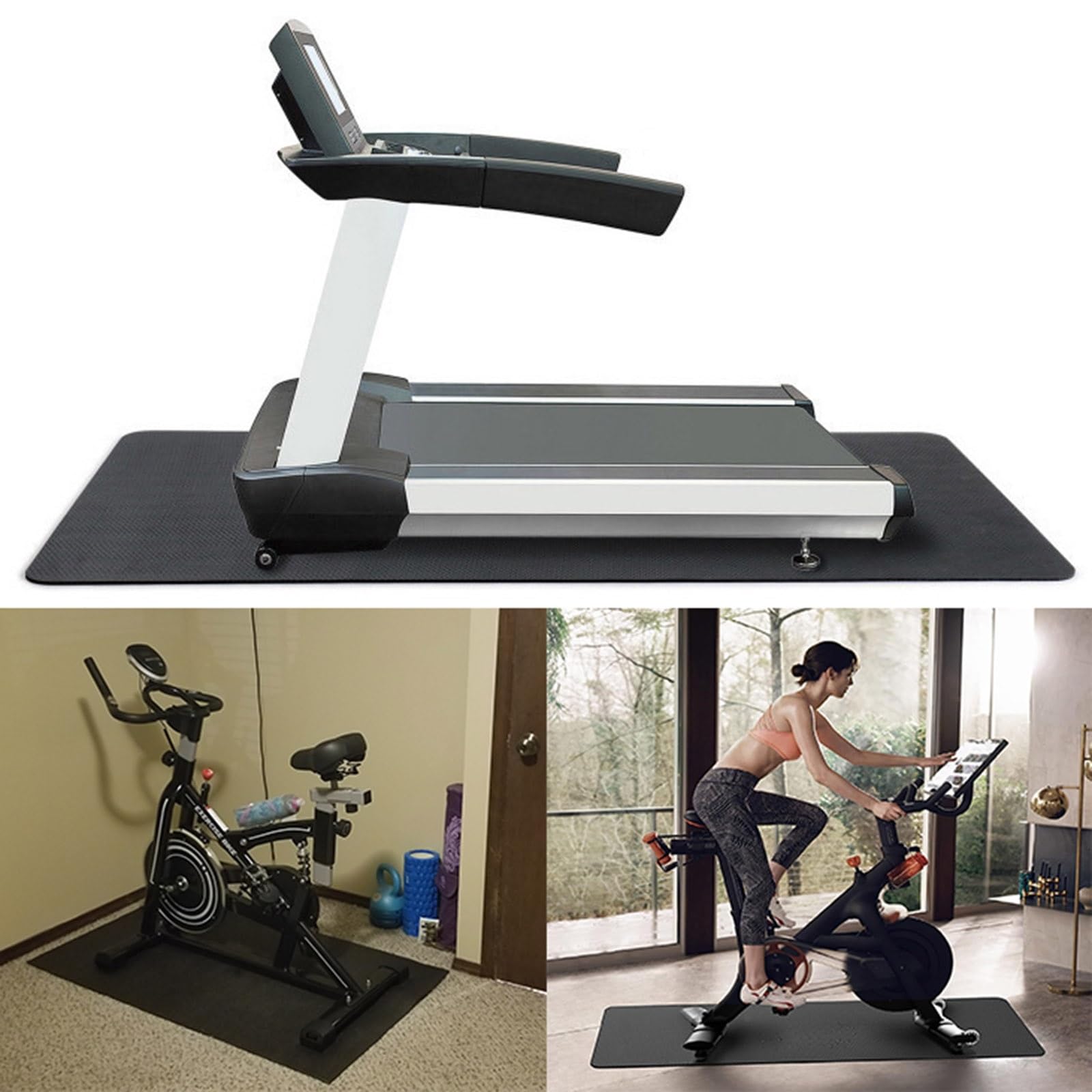 WORDFUN Tappetini per Cyclette Antiscivolo, Tappetino Insonorizzante Antivibrazione, Tappetino per Attrezzature Fitness Ad Alta Densità, Tappetino Protettivo per Il Pavimento, Resistente