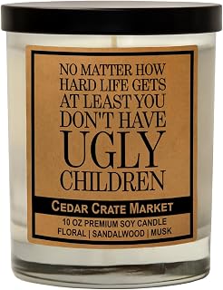 Mom Gifts for Women | Ocean Salt + Sea Sandalwood + Citrus Scented | No Matter How Hard Life gets | Funny Candle Gifts for Mama Funny Gift | 13.5 oz Jar, 10 Oz. Soy Wax | 50+ Hr Burn - Made in USA