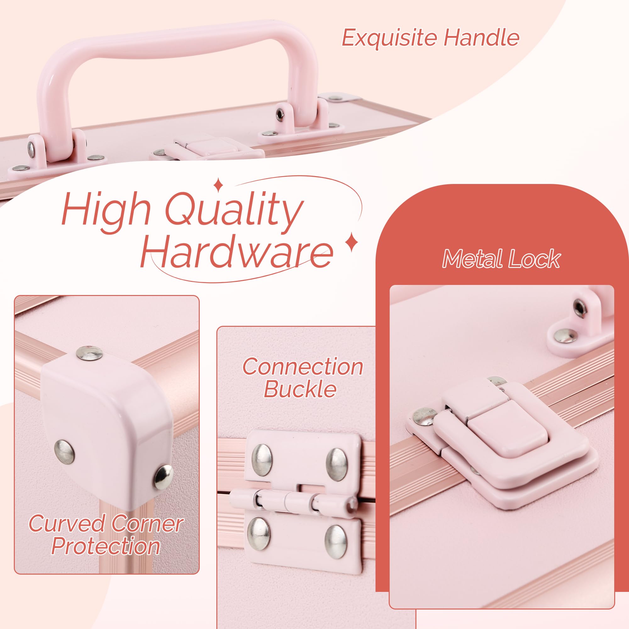 8.6-Inch 2-Tray Locking Makeup Box Cosmetic Case Organizer