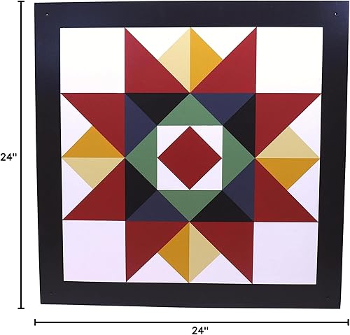 Miniatura 8 de AmishToyBox.com Colcha de granero pintada a mano, diseño de estrella de Washington, decoración de letrero de pared para exteriores (24 x 24 pulgadas)