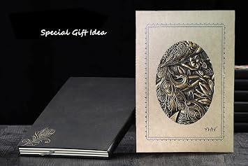 YHH Hard back notebook, A5 lined, vintage leather diary, for men and women, embossed, handmade, brown and ivory pages, notebook, writing diary, Christmas, birthday gift, for teachers, students and writer, bird