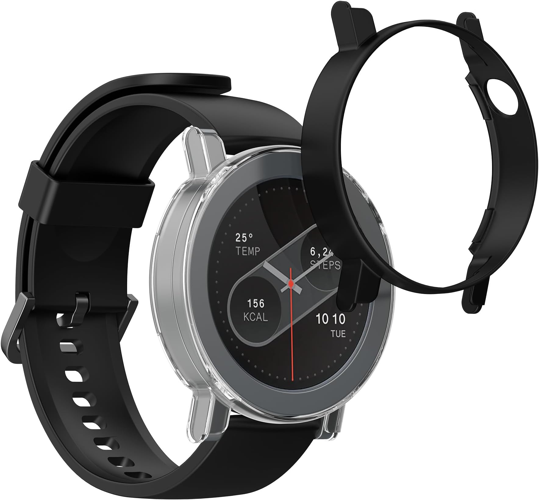 Cases Compatible with CMF by Nothing Watch Pro 2 (D398) - Set of 2 Fitness Tracker Screen Protectors - Black/Transparent