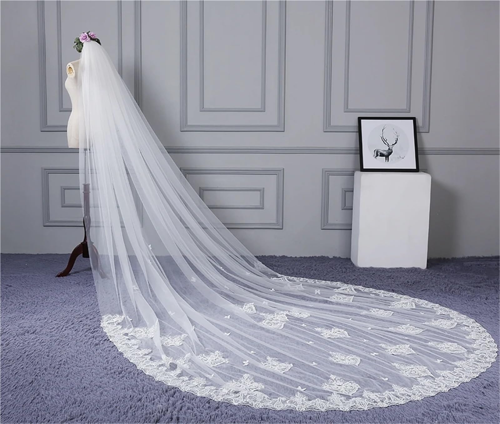 Generisch 3 Meter Kathedrale Brautschleier Brautschleier for Frauen Hochzeitszubehör Vestido de Noiva Brautschleier Noiva