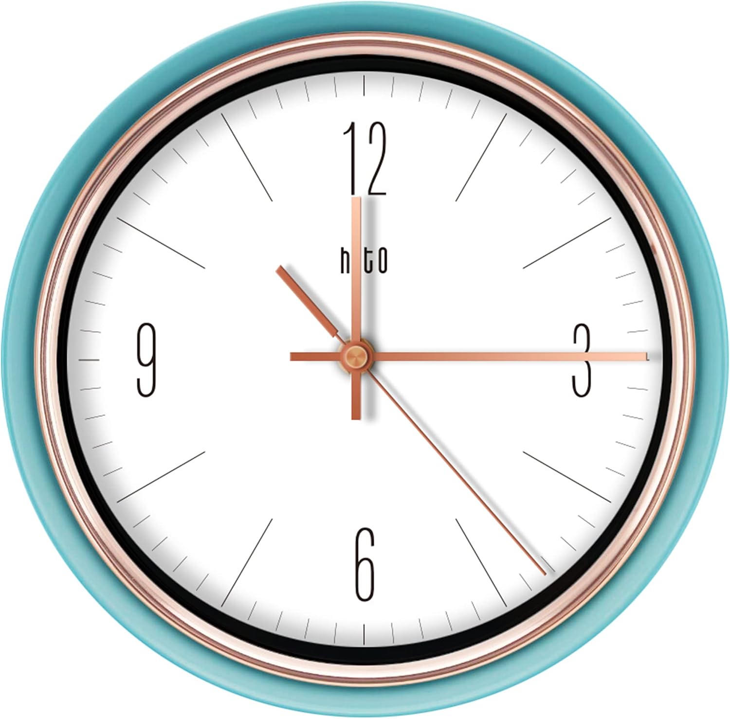 HITO 9” Retro Wall Clock Kitchen Silent Wall Clock Battery Operated for Bedroom, Bathroom, Office, Living Room Decor (Bright Blue)