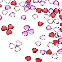 Vista 8 de Chengu 200 piezas de diamantes de imitación acrílicos 5D de corazón para San Valentín, cristales de San Valentín, parte trasera plana, corazón