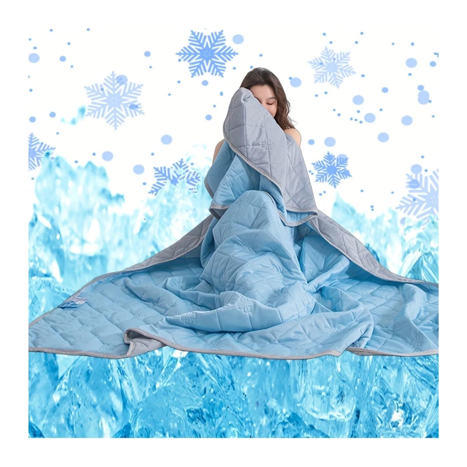 EBzvblxm Cooling Blanket for Summer, Cooling Blanket Silk AC Quilt Summer Breathable Heat Absorbing Multicolor Multiple Sizes(Sky Blue,200x230 cm)